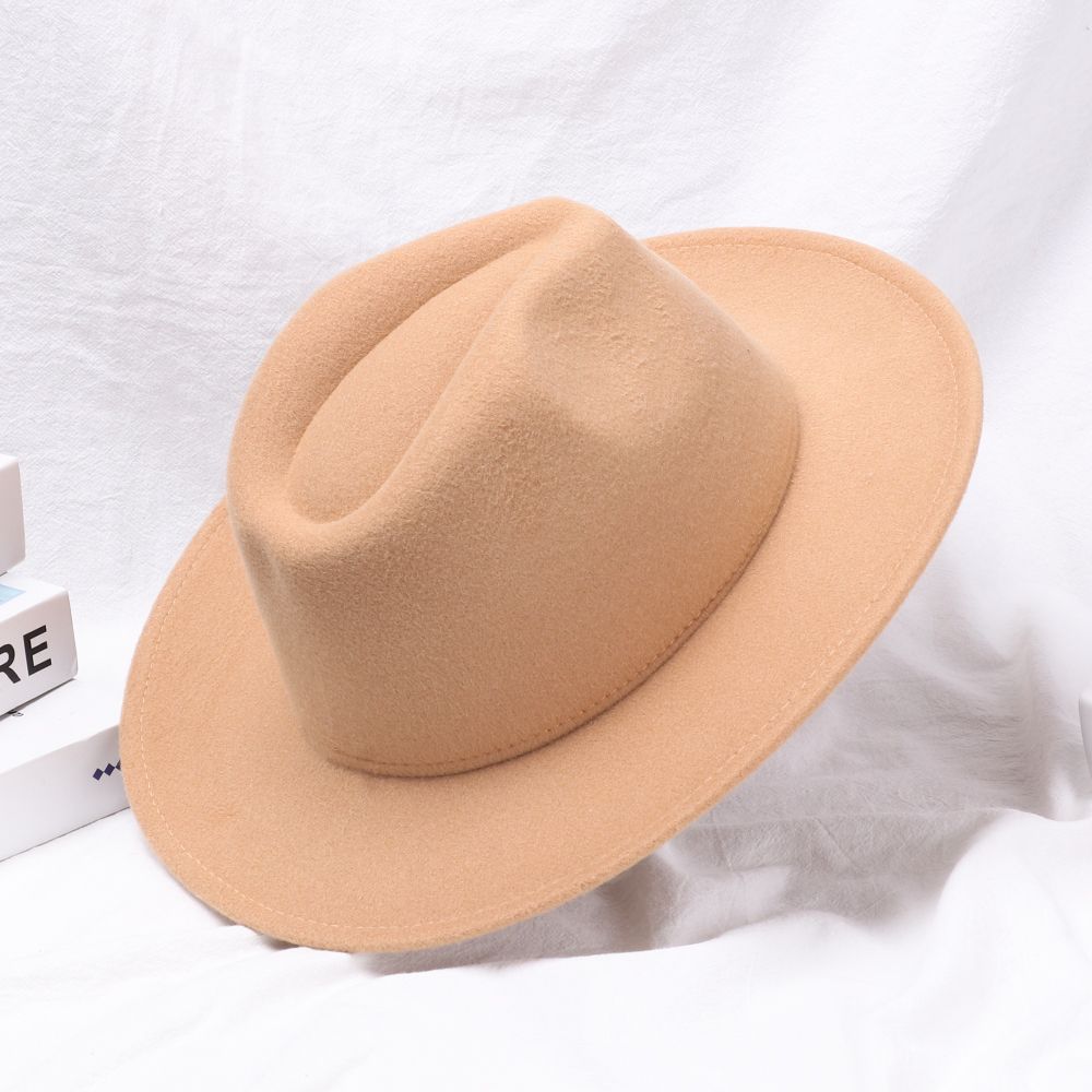 New Fashion Women Men Woolen Wide Brim Dress Dance Party Panama Cowboy Hat Jazz Cap Fedora Hat