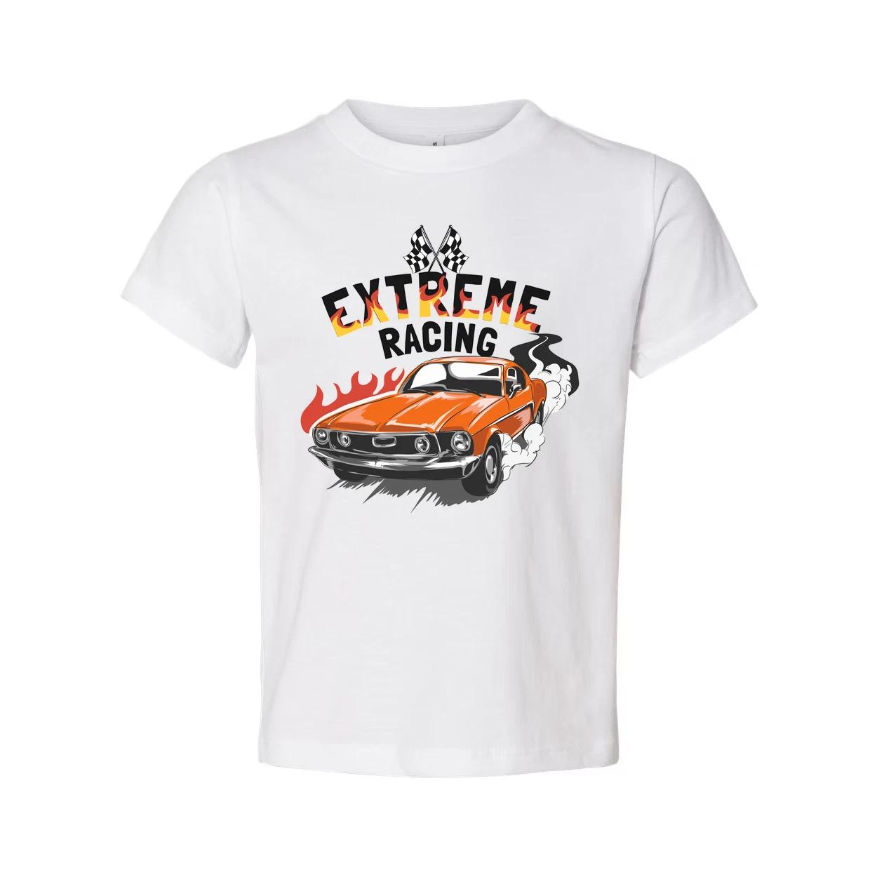 

Extreme Racing Graphic Tee With Orange Classic Car On White Unisex Automotive St XL