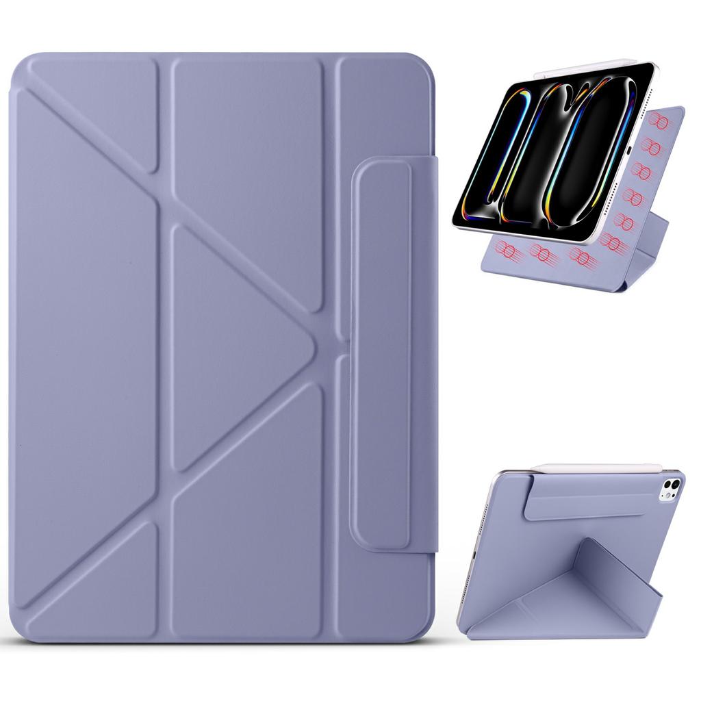 For iPad Pro 13 (2024) Case PC+PU Leather Origami Stand Magnetic Tablet Cover