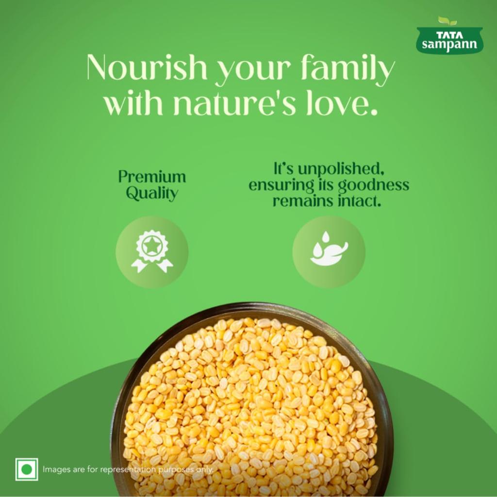 TATA Sampann Unpolished Moong Dal Split 500g Pack of 1 Premium Quality Wholesome Pulses