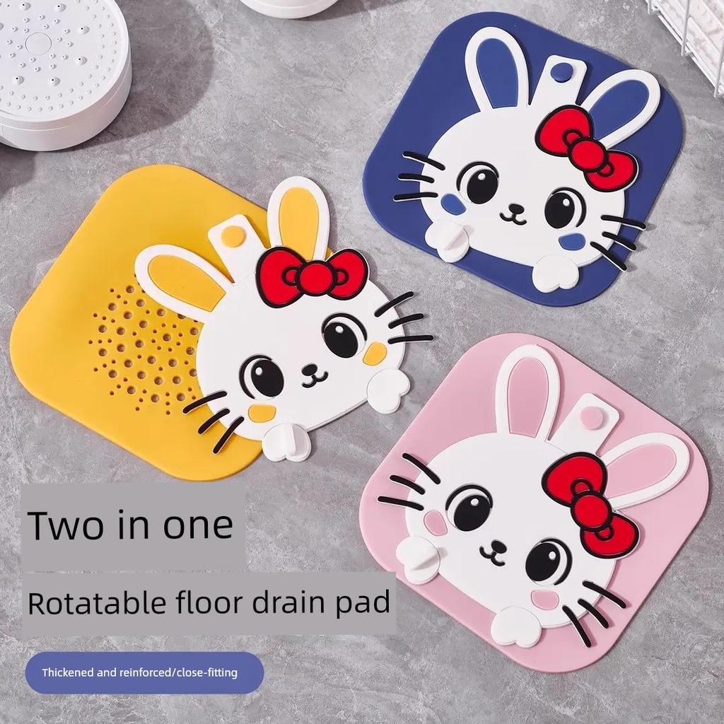Cartoon Drain Cover Anti-Odor Device Silicone Pad for Bathroom Sewer Sealing, Insect-Proof, Anti-Backflow Drain Cover