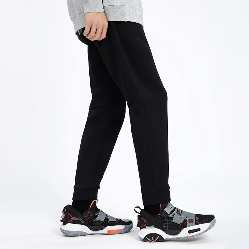 Li-Ning Wade Series Solid Color Cotton Blend Tapered Knit Sports Pants Men Bottoms Black AKLS163-1