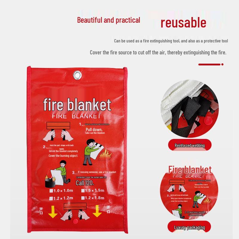 Fireproof Fiberglass Kitchen Blanket - 1.5m Certified Fire Safety Escape Tool