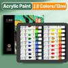 Xiaomi 12/24/36 Colors Acrylic Paint Set 5ml/12ml Water-Proof Portable Art Rich Pigments for DlY Craft,Drawing,Painting,Canvas, Rock