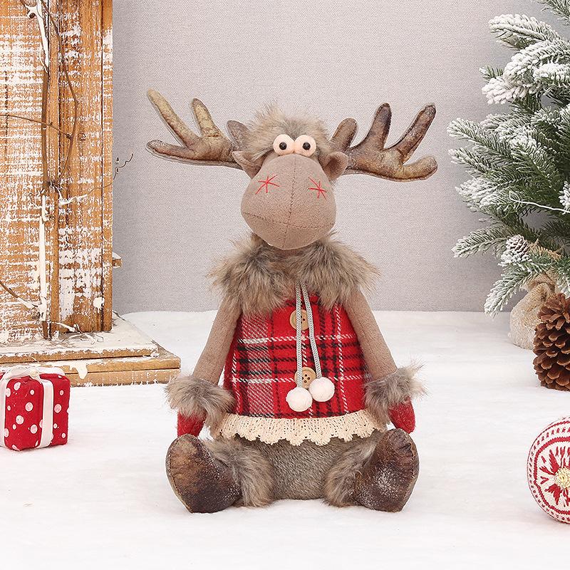 Christmas Decoration New Year Ornament Reindeer Plush Doll Handmade Deer Elk Toys Noel Xmas Home Party Table Decor for Kids Gift