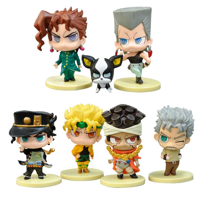5Pcs Anime JoJo's Bizarre Adventure Figure Kujo Jotaro Star Platinum Iggy Polnareff Kakyoin Tenmei Action Figure Kids Model Doll
