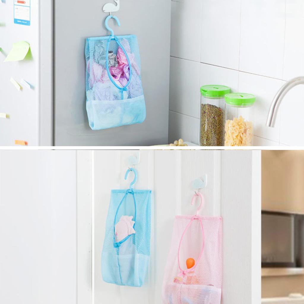 Multi-Purpose Hangable Mesh Storage Bag with Clothespins Organizer for Kitchen And Bathroom Home Organization Solution
