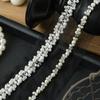 Breite 3,5/4cm Perlenbesetztes Band Strass-Spitzenbesatz Dekoration Applikation Besatzband DIY Nähen