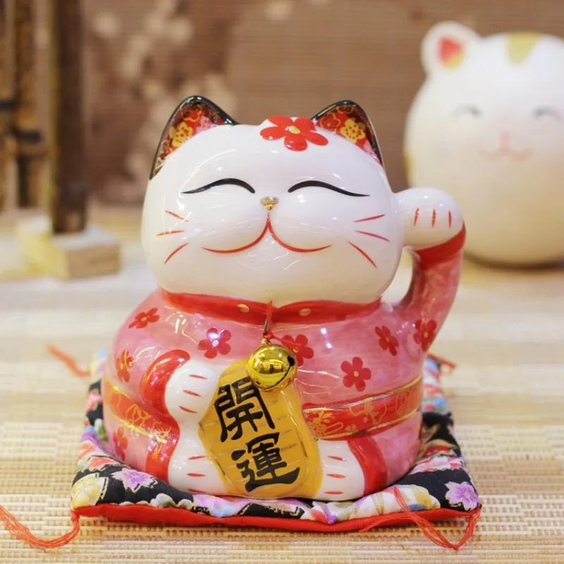 Zhaocai Cat 6 Inch Ceramic Crafts Couple Cat Piggy Bank Decoration Pieces Opening Gifts Rich Cat Home Decoration Crafts