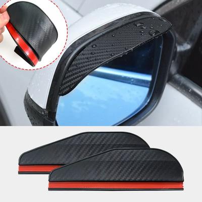2Pcs Universal Car Rearview Mirror Rain Cover Carbon Fiber Side Mirror Protector Waterproof Shield Rain Eyebrow Car Accessories