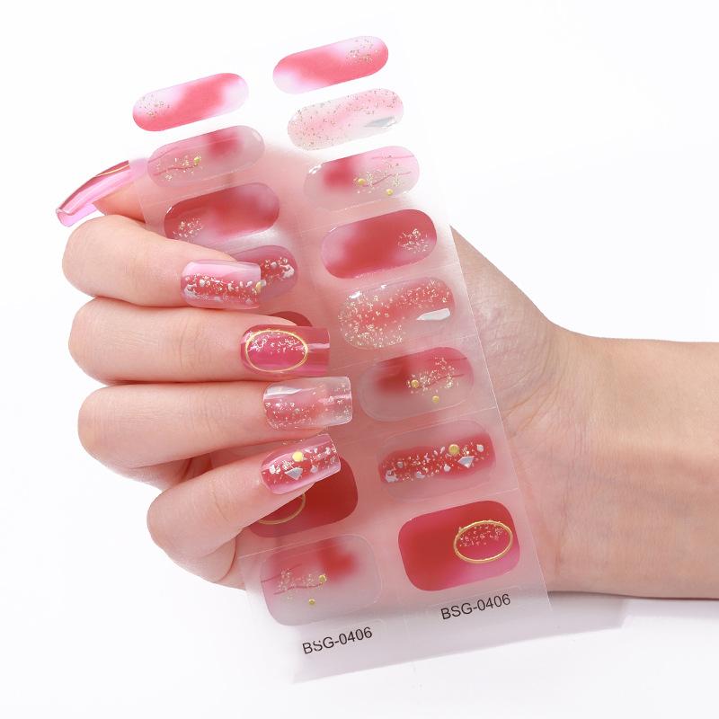 New French Gel Manicure Stickers 3D Lighting Semi-cured Nail Stickers
