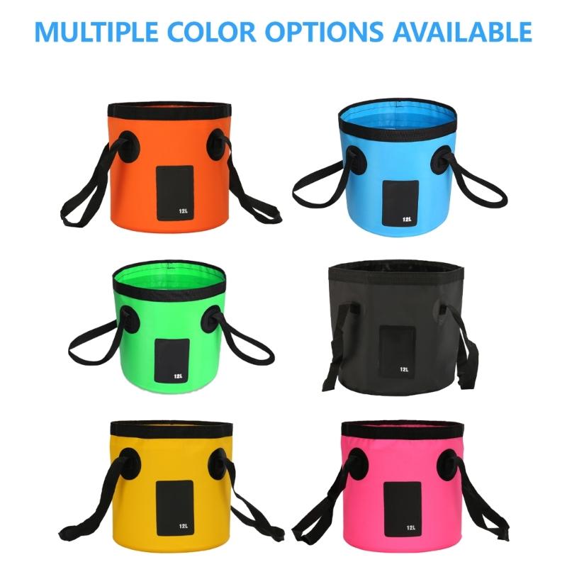 Foldable Bucket, Folding Bucket Wash Basin with Handle, Portable Water Container 12L for Camping Fishing