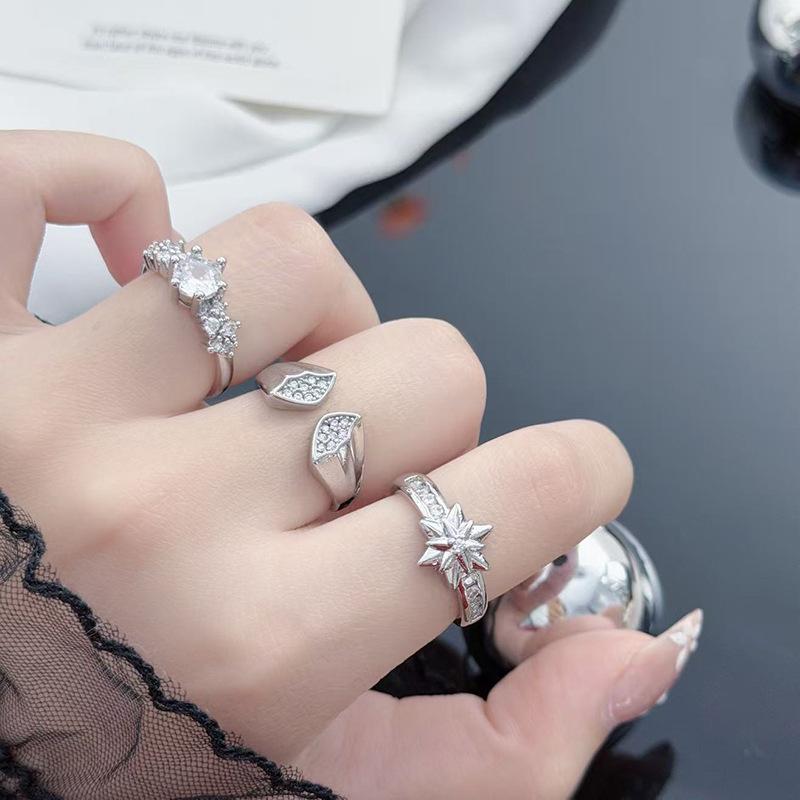Super Immortal Zir*****Ctagram Single Diamond Zir*****Pen Ring Women'S Niche Light Luxury Stacked Index Finger Ring