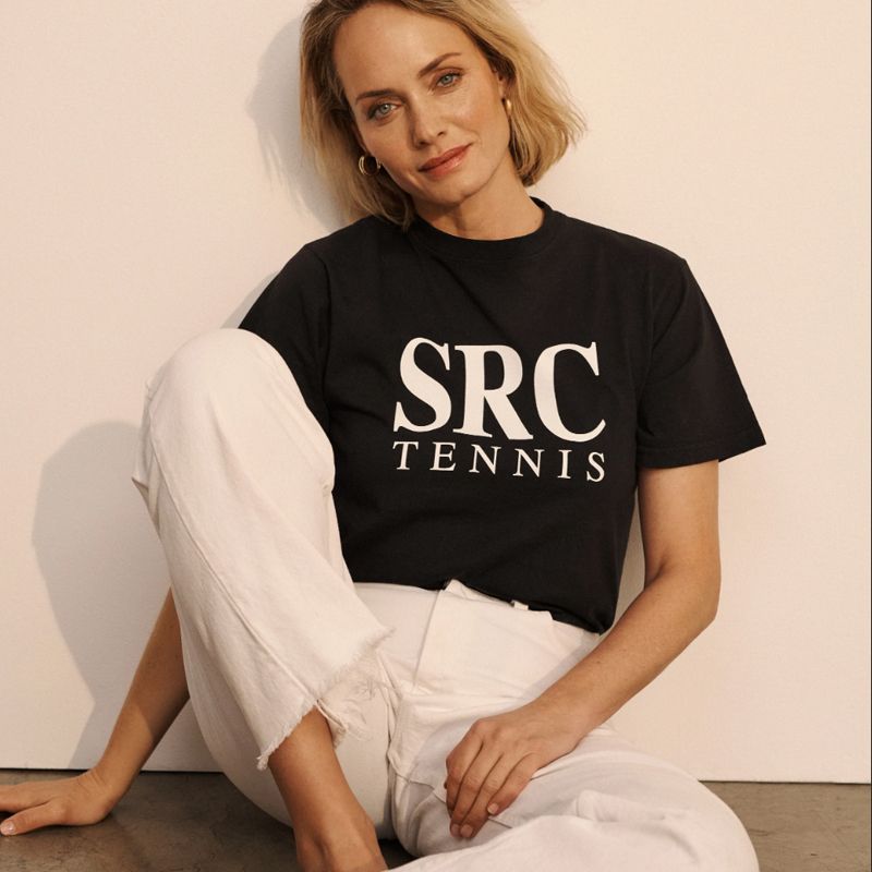 Srctennis Niche Style American Retro Casual Sports Style Basic All-Matching Girls' Pure Cotton Short Sleeve T-shirt