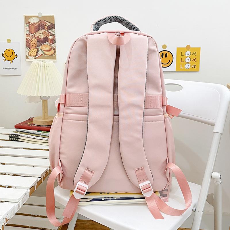 Women's Large Capacity Backpack Color Block Student Schoolbag Shoulder Bag