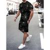 Men's 2-piece spider print top and shorts set suitable for summer outdoor wear