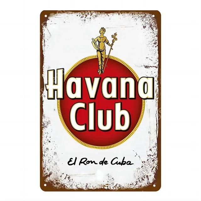 Havana Club Vintage Kovová Plechová Znamení Retro Nástěnná Dekorace pro Pánskou Jeskyni Domov Kavárna Zahrada Klub Bar Hospoda Železná Malba Umělecký Plakát