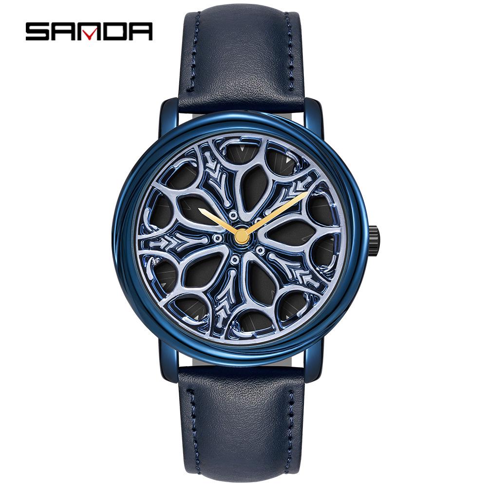 Sanda Meilleure Vente 1088 Montre pour Adolescent: Personnalisé, Cadran Rotatif 3D, Tendance, Quartz Étanche.