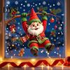 Christmas Window Clings Cute Gnome Static Cling, Removable Decal with Holly Bell Glass Stickers Gingerbread Snowflake, Holiday Decor for Home