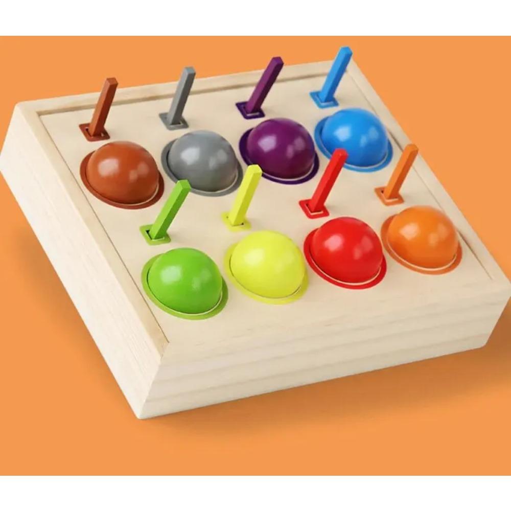 Baby Rainbow Ball Matching Montessori Wooden Toy Color Sorting Cognitive Sensory Game Fine Motor Training Early Educational Toys
