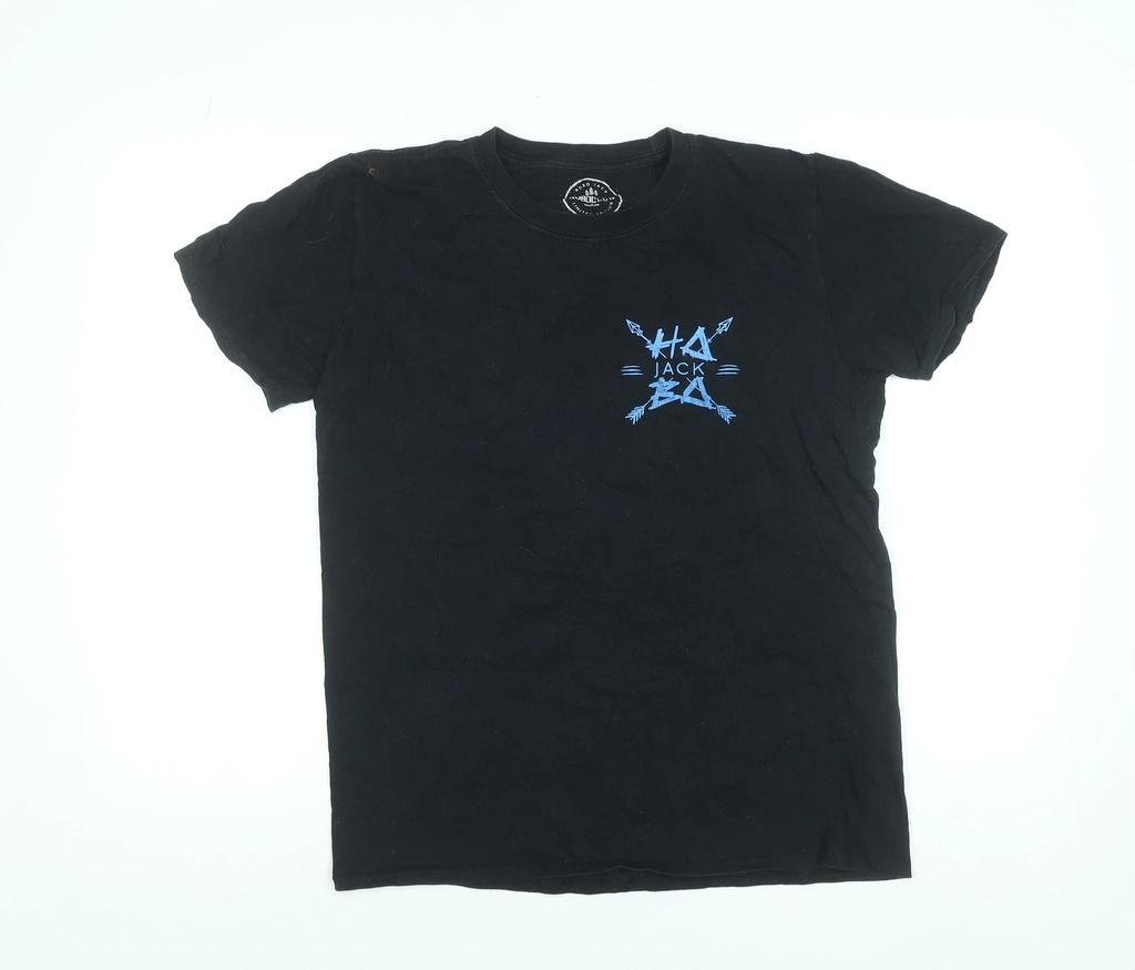 T-shirt da uomo Hobo Jack con stampa grafica nera, girocollo, cotone, taglia M