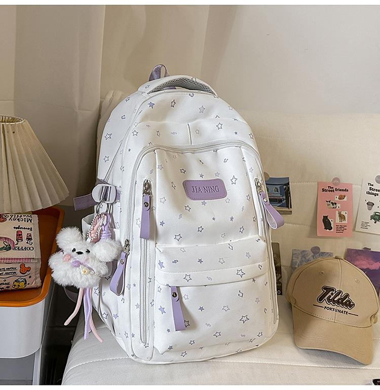 Schoolbag Korean Version of Small Fresh Schoolbag Japanese Princess Versatile Cute Star Printed Backpack Junior High School Class Backpack