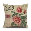 Linen Pillowcase American Rustic Rose Sofa Cushion Cover Retro Style Car Home Soft Decoration