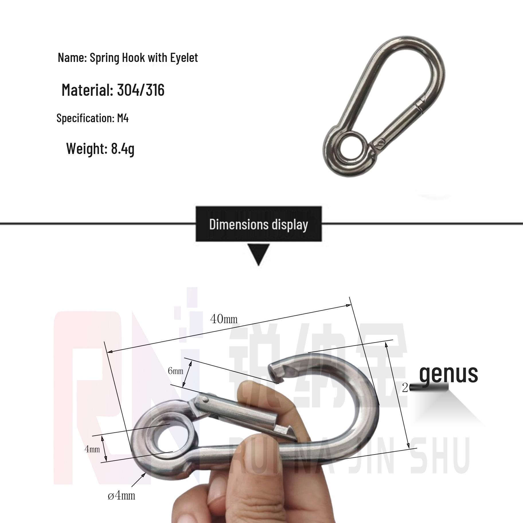 Stainless Steel Quick Link Spring Hook Carabiner with Safety Buckle