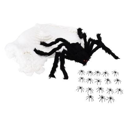 Decorative Spider Spook House Artificial Spider with Fake Cobweb for Party Halloween Festival Decoration