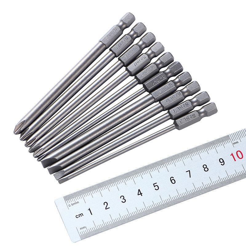 10-Piece Flat-Head & Phillips Head S2 Screwdriver Bit Set, 100mm