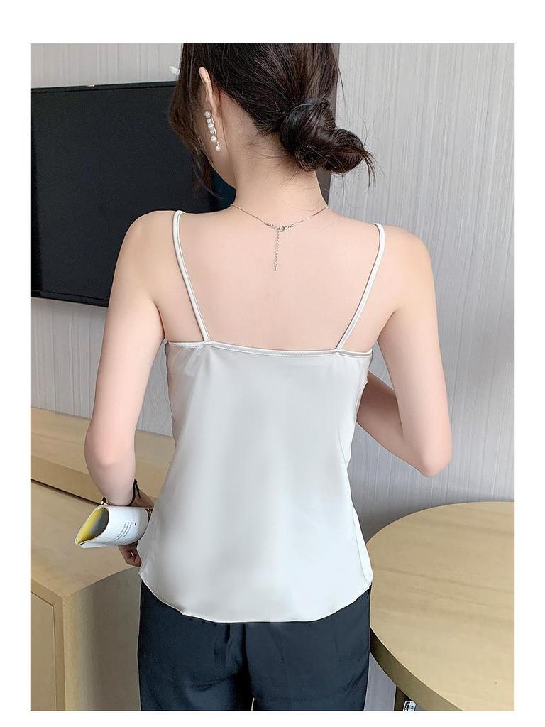 2025 Sexy White Sleeveless Camisole Vest for Women: Elegant Summer Inner and Outerwear