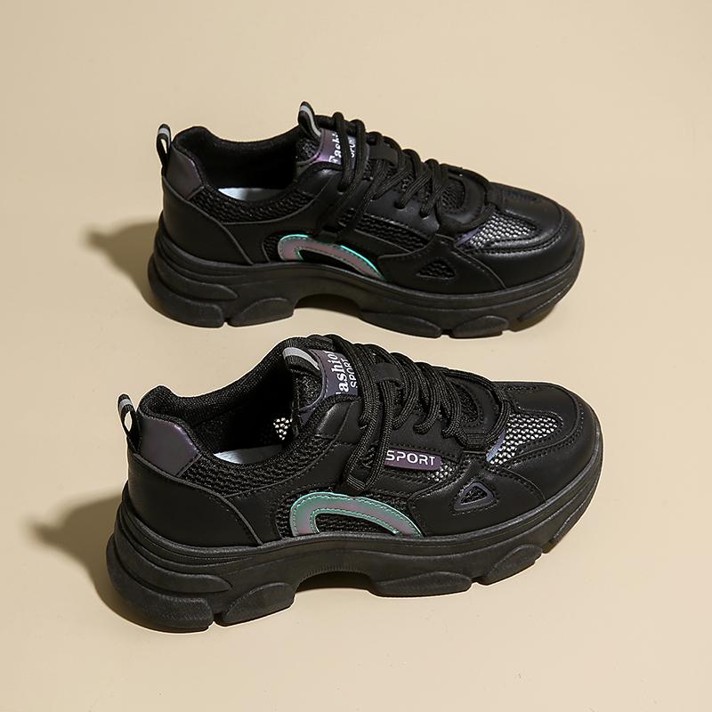 Fashion CRLAYDK 2025 New Women's Chunky Sneakers Summer Mesh Walking Platform Shoes Fashion Casual Sports Running Ladies Lace Up Tennis