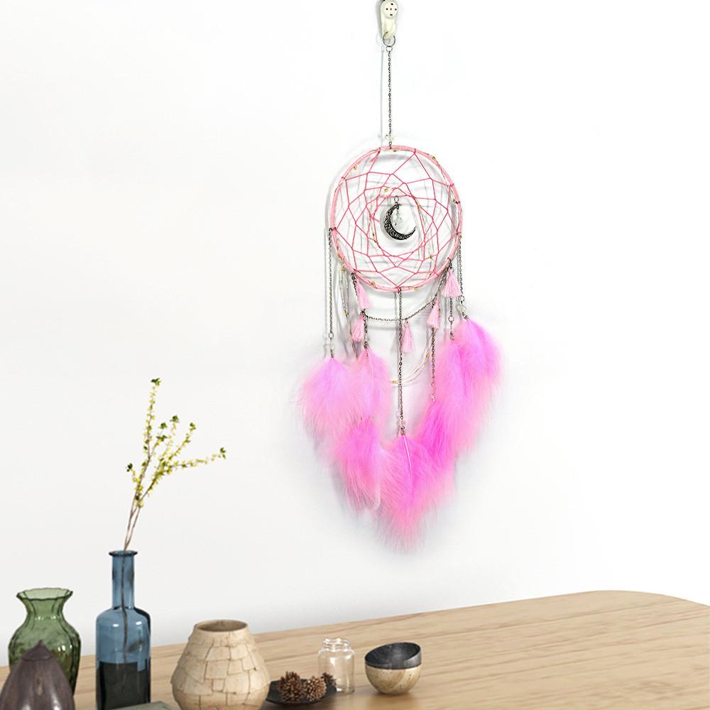 Details about / Dream Catcher National Feather Ornaments Lace Ribbons Feathers Wrapped Lights