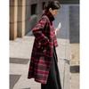 Demana Women's Plaid Double-Sided Wool Blend Winter Coat with Tassel Scarf