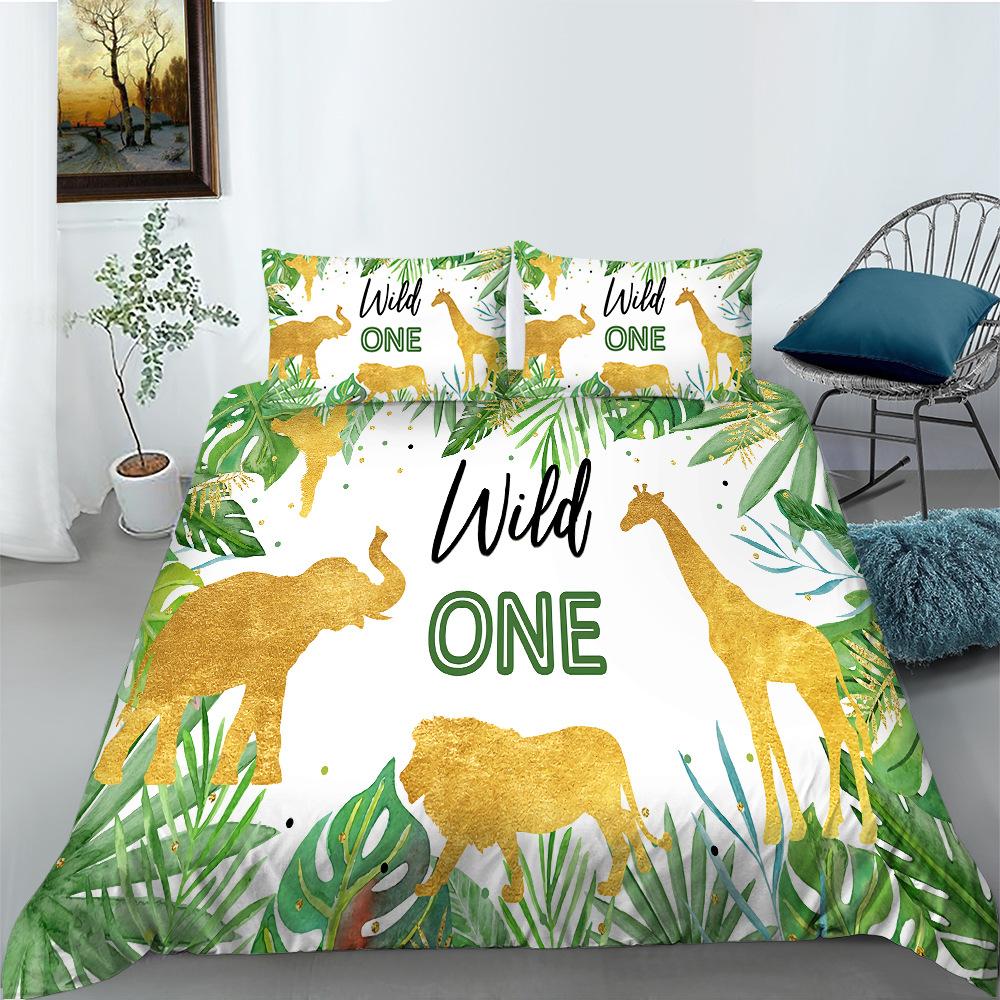Cartoon Animal Quilt Cover Pillowcase Two Or Three-Piece Set Polyester Digital Printing