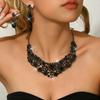 European Retro Alloy Inlaid Diamond Heart Earrings Necklace Set Wedding Banquet Versatile Set Female