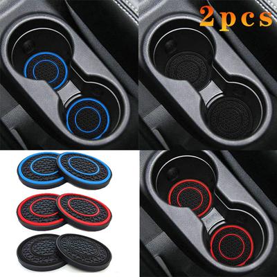 2 pièces Tapis Antidérapant pour Porte-Gobelet de Voiture Pour Tesla et SUV Berline Tapis en Caoutchouc Pour Porte-Bouteille Sous-verre Intérieur Auto Porte-Gobelets Antidérapants