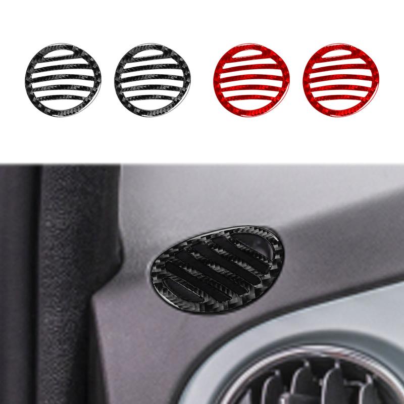 For Fiat 500 2012—2015 Carbon Fiber Car Accessories Auto Dashboard Trument Sides Air Vents Cover Trim Sticker Modification