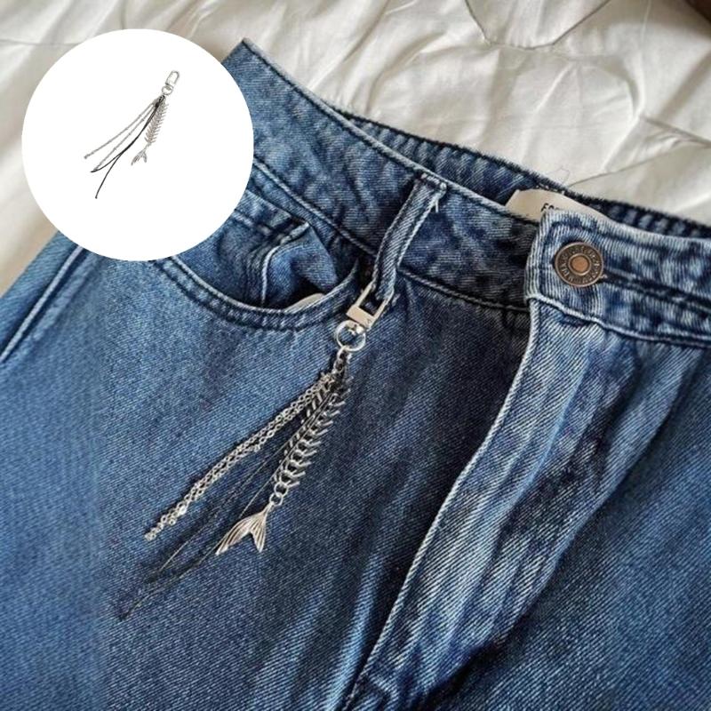 Multifunctional Alloy Fish Tail Pendant With Metal Chains And Tassels For Key Holder Earphone Hanger Or Bag Decoration