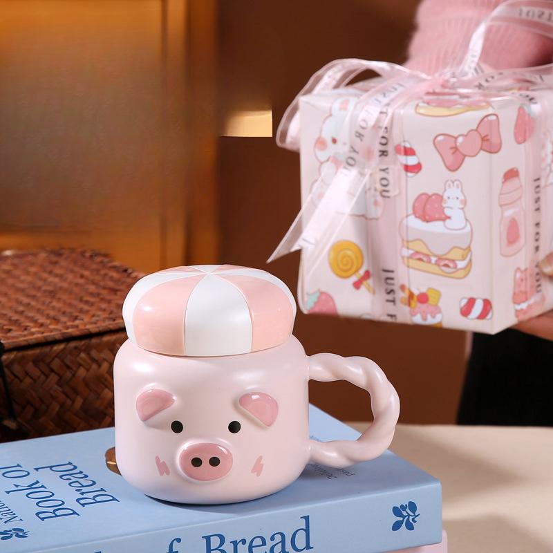 Cartoon Ceramic Mug Cute Animal Water Cup Girl Public Office High Looking Birthday Gift