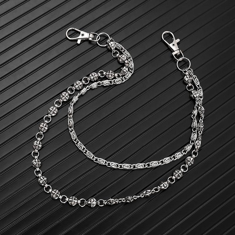 Trendy Hip Hop Double Layer Jeans Chain With Keychain Unisex Waist Accessory For Men & Women