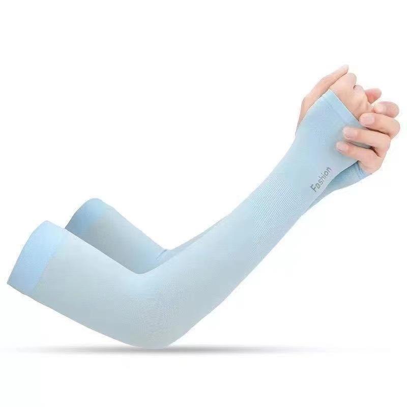 Unisex Summer UV Protection Ice Silk Arm Sleeves - Cool, Thin, Extended Length for Driving