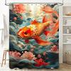 Colorful Goldfish Shower CurtainWaterproof Fabric Decor with Pink Flowers for Bathrooms Modern Home Decoration Accessories