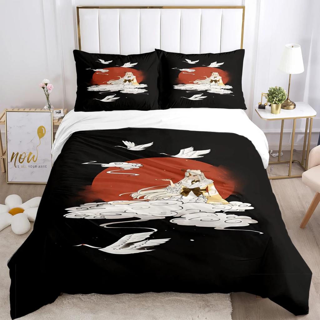 Genshin Impact Print Three Piece Bedding Set Fashion Article Children or Adults for Beds Quilt Covers Pillowcases Bedding Set