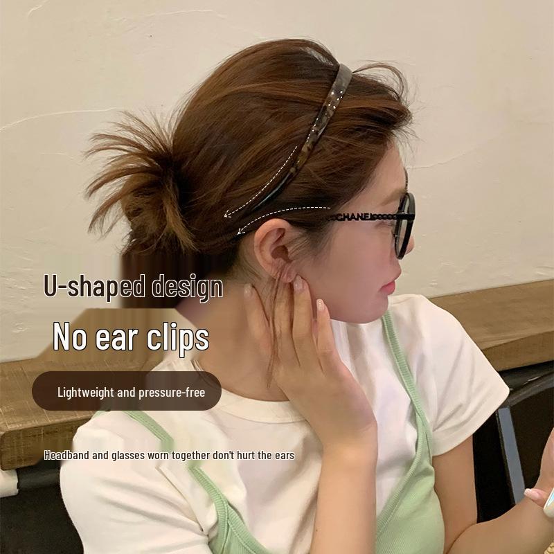 Koreanischer minimalistischer Acryl-Haarreif mit Leopardenmuster in U-Form zum Gesichtwaschen - Nischendesign, hochwertiges Gefühl Haaraccessoire.