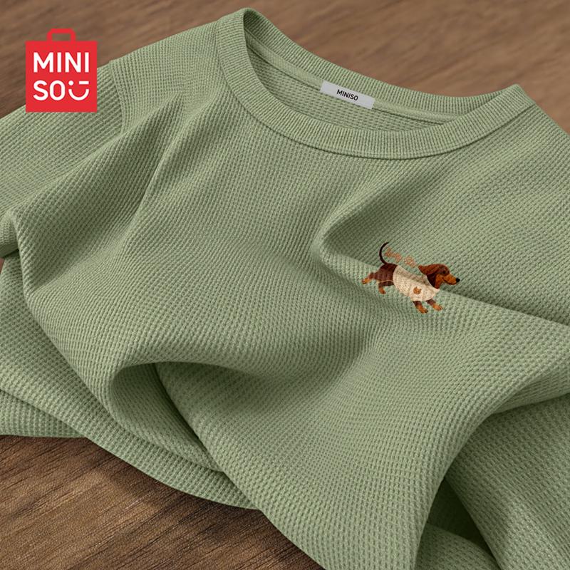 MINISO Men's Waffle Knit Long Sleeve T-Shirt