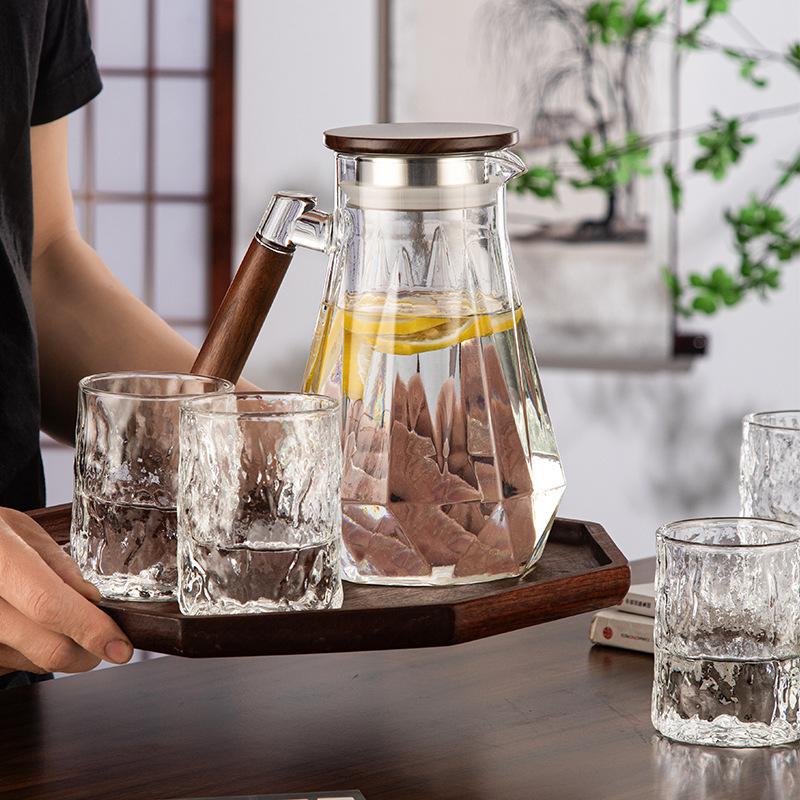 Diamond Cold Water Kettle Household Hospitality Walnut Large Capacity Cold Water Kettle Juice High Borosilicate Glass Cold Water Kettle