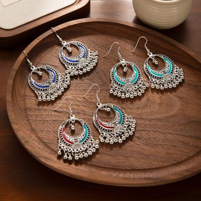 Retro Ethnischer Stil Nachahmung Miao Silber Fransenohrringe Damen Bohemian Vielseitig Lange Ohrringe Reisefotografie Urlaubsstil Ohrringe