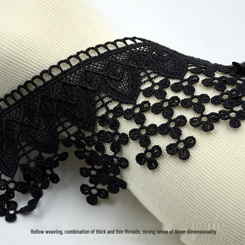 Handmade Black Lace Trim for DIY Jewelry & Clothing, Doll Clothes, Shoe Decoration, Fabric Flowers