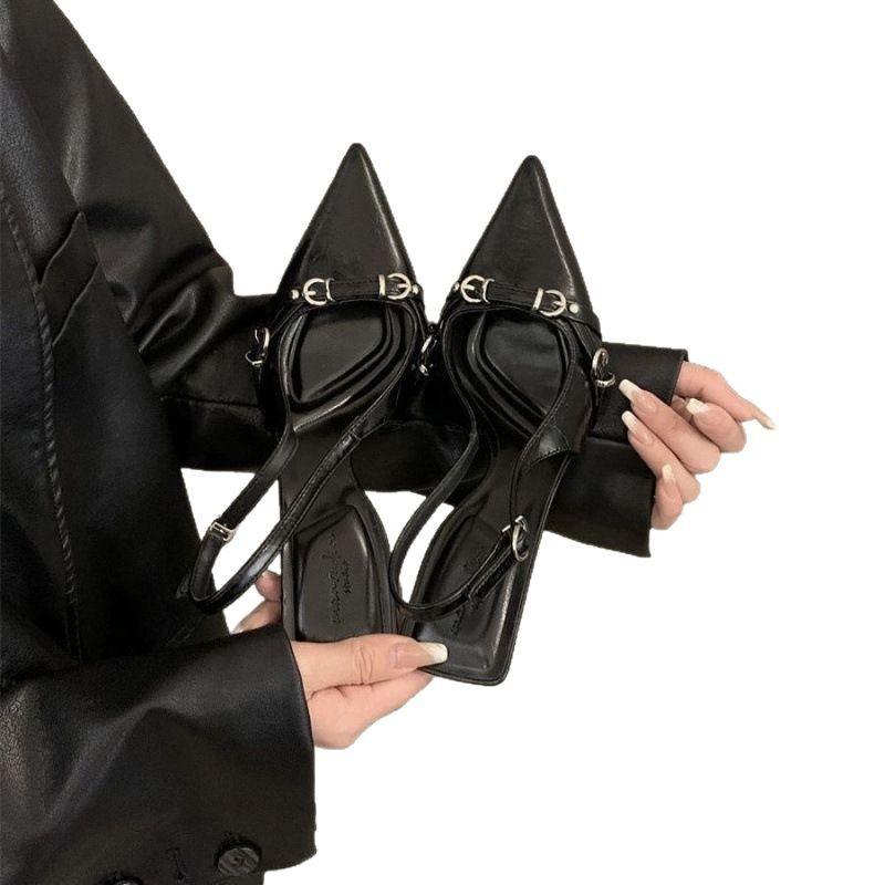 Baotou High-Heel-Sandalen flach Frühling neu hinten leer dünner Absatz Temperament spitz Einzelne Schuhe Damenschuhe